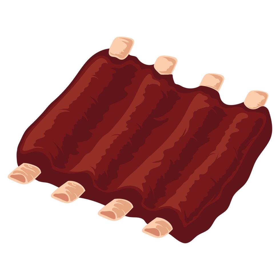 pork ribs grill food icon vector