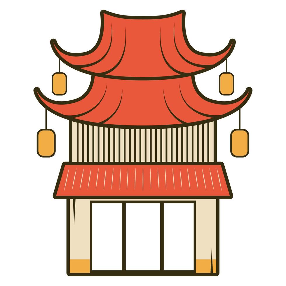 asian pagoda building traditional icon vector