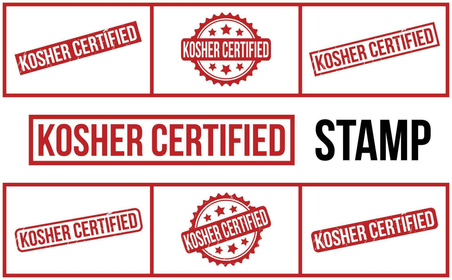 Kosher Certified Rubber Stamp Set Vector