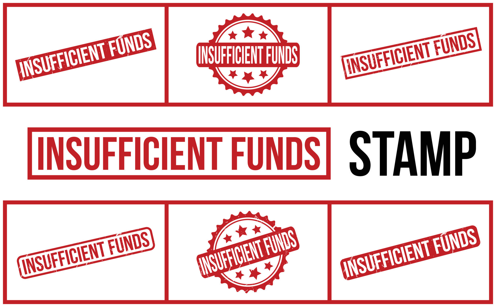 Insufficient Funds rubber grunge stamp set vector 24489683 Vector Art at Vecteezy