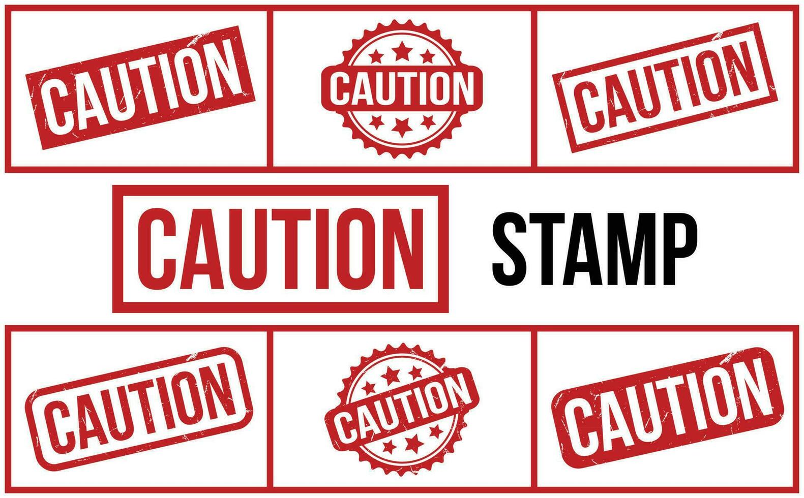 Caution rubber grunge stamp set vector