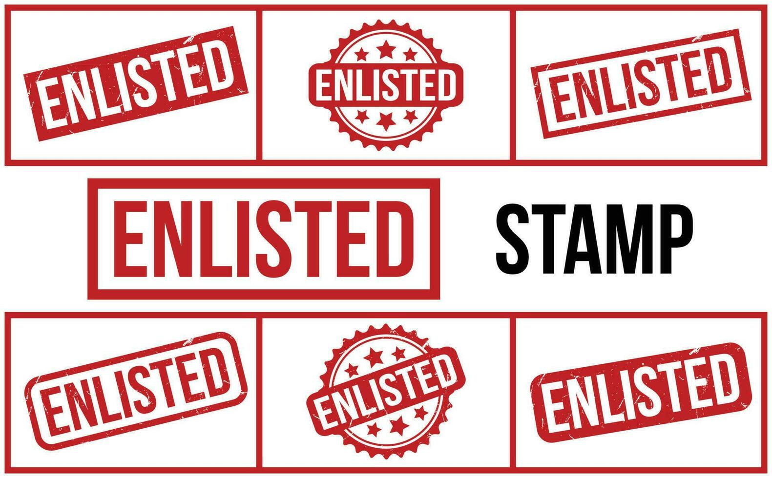 Enlisted rubber grunge stamp set vector