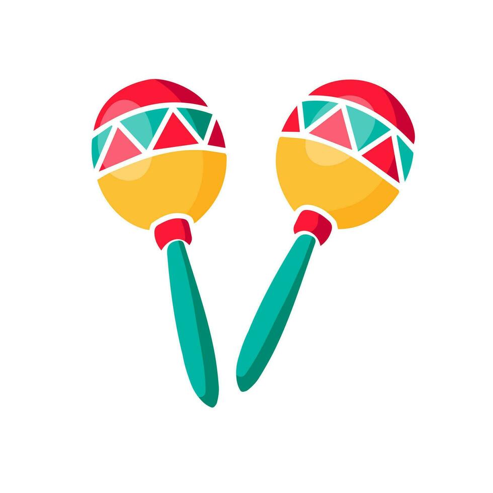 Maracas badge. Vector illustration of colored maracas highlighted on a white background