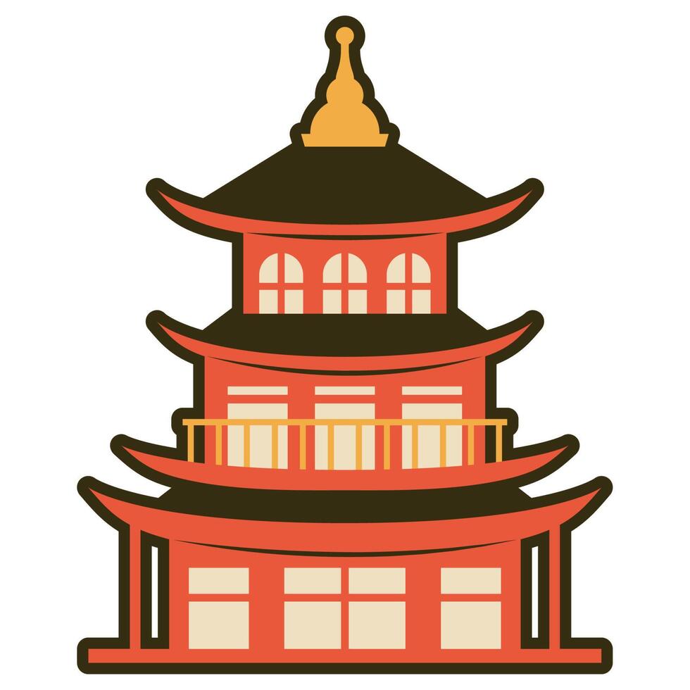 asian pagoda red temple icon vector
