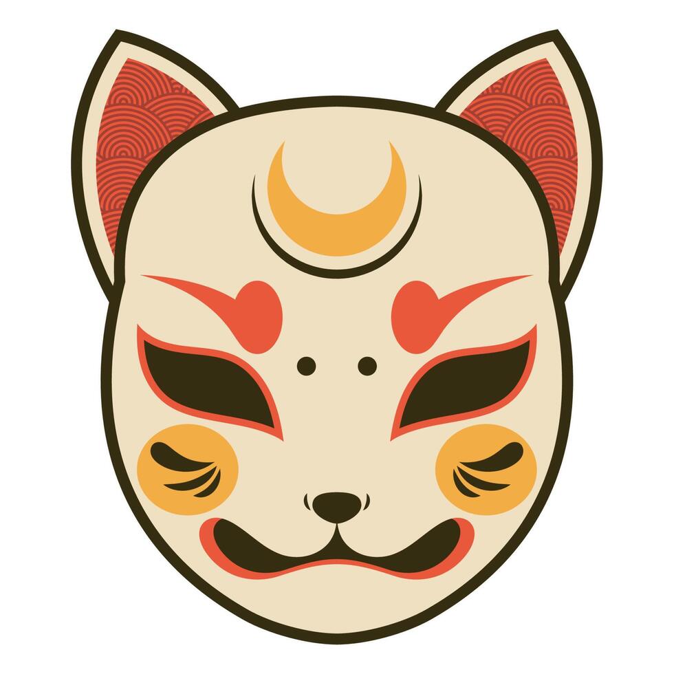 japanese cat head mask icon vector