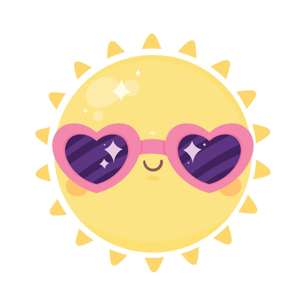 sun wearing sunglasses kawaii character vector