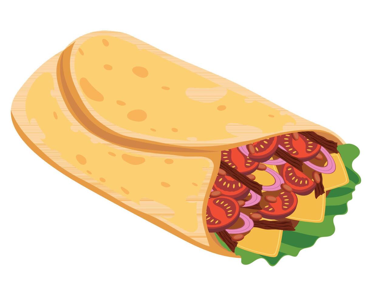 burrito delicious mexican food icon vector