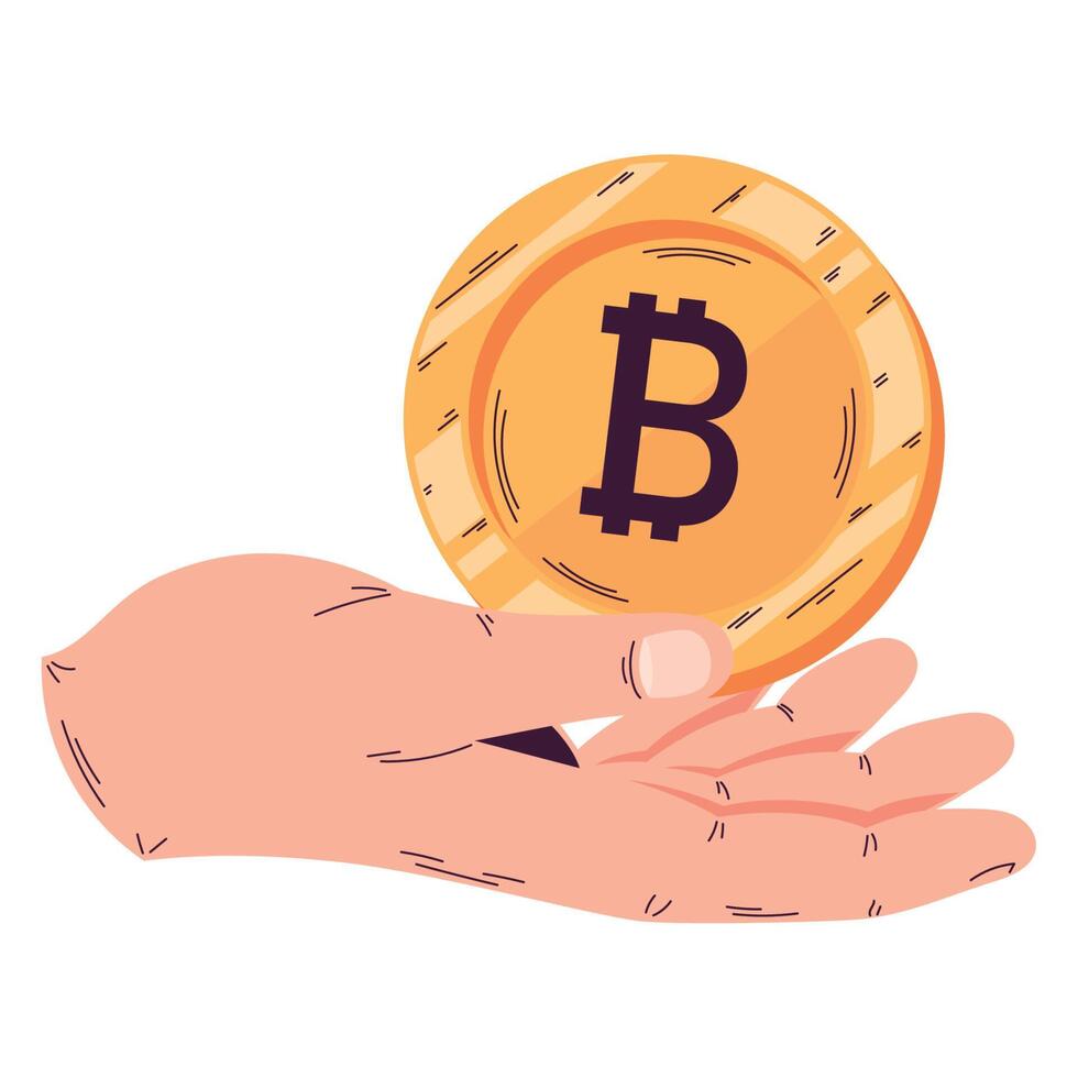 businessman holding a golden coin over white vector
