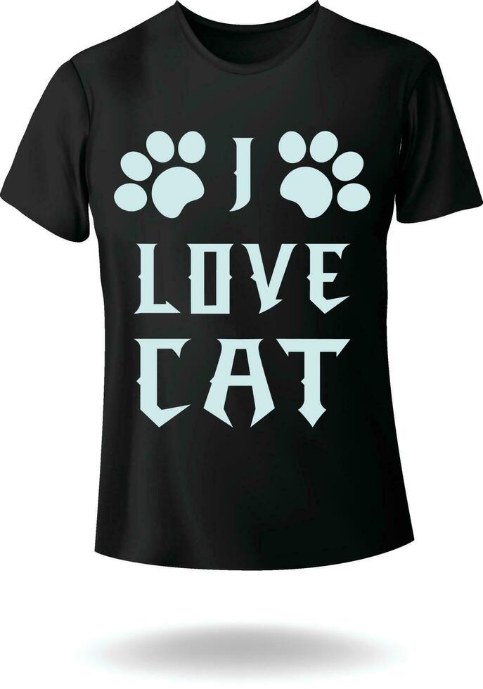 I Love Cat with Paw Typography Vector T-shirt Design for Pet Lover eps 10