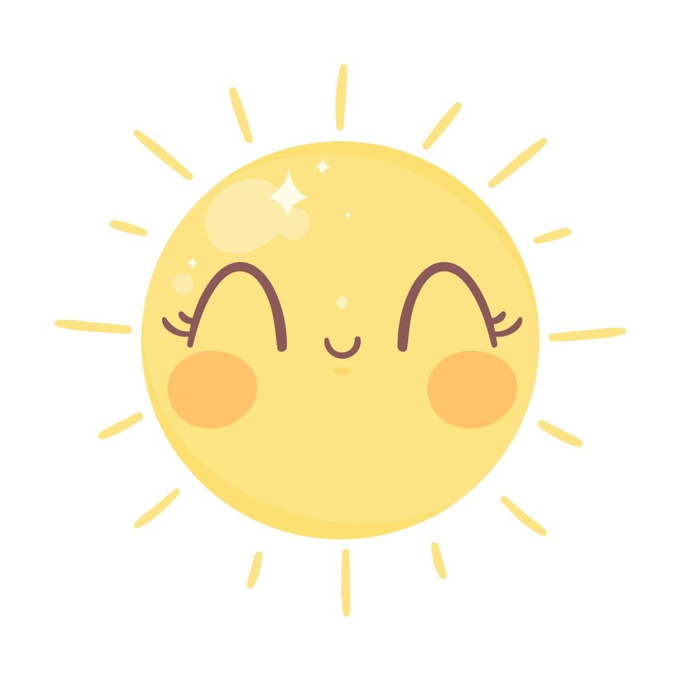 seasonal sun smiling kawaii character vector