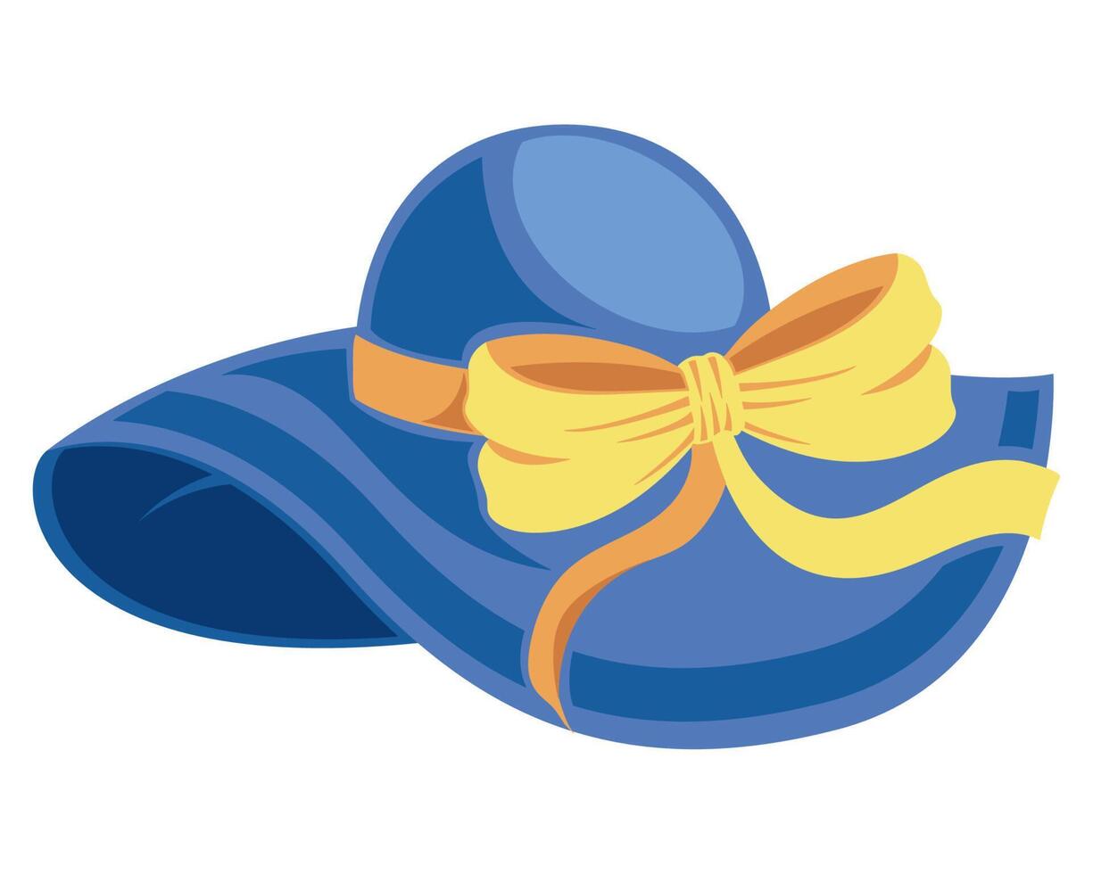 Beach hat with yellow tied knot over white vector