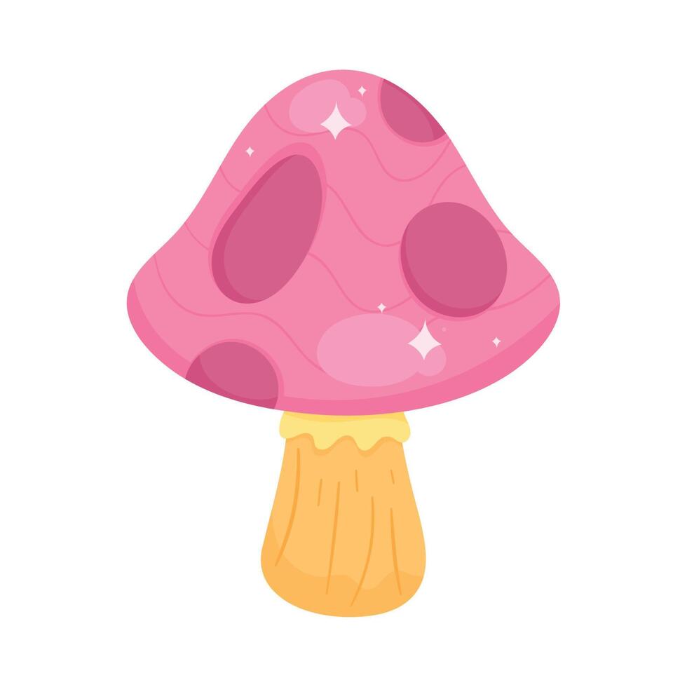 cute pink fungus garden plant vector