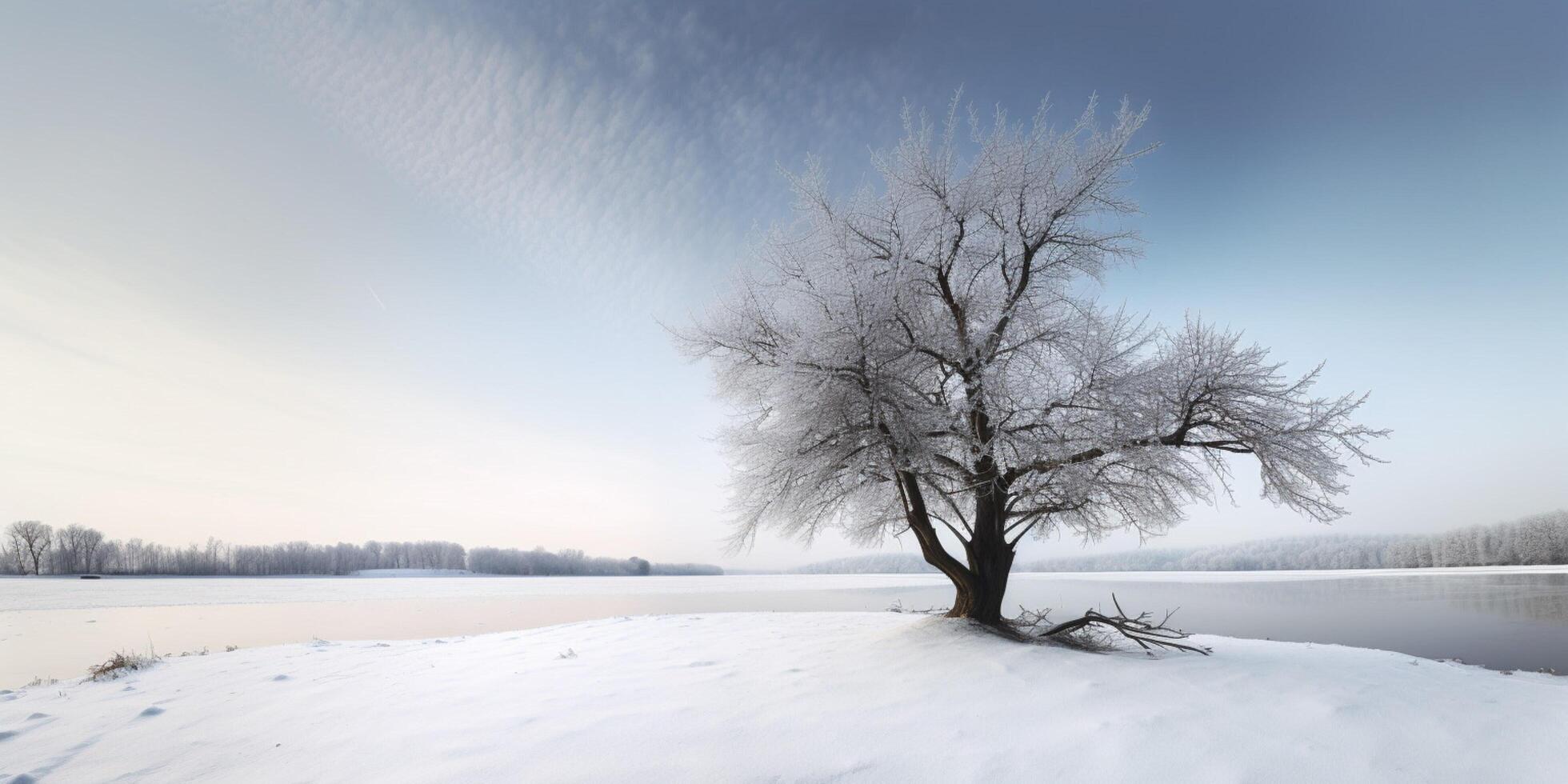 invierno paisaje con Nevado camino ai generado foto