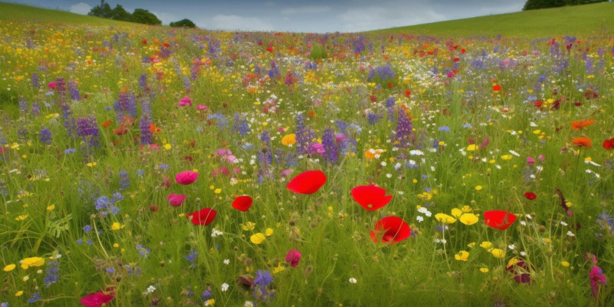 Beautiful and colorful meadow wild flowers photo