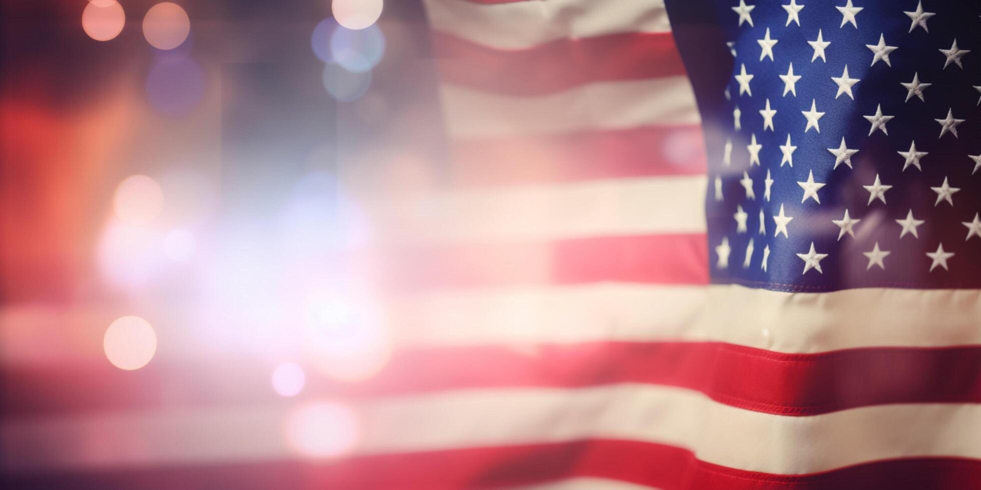 American flag on bokeh background photo