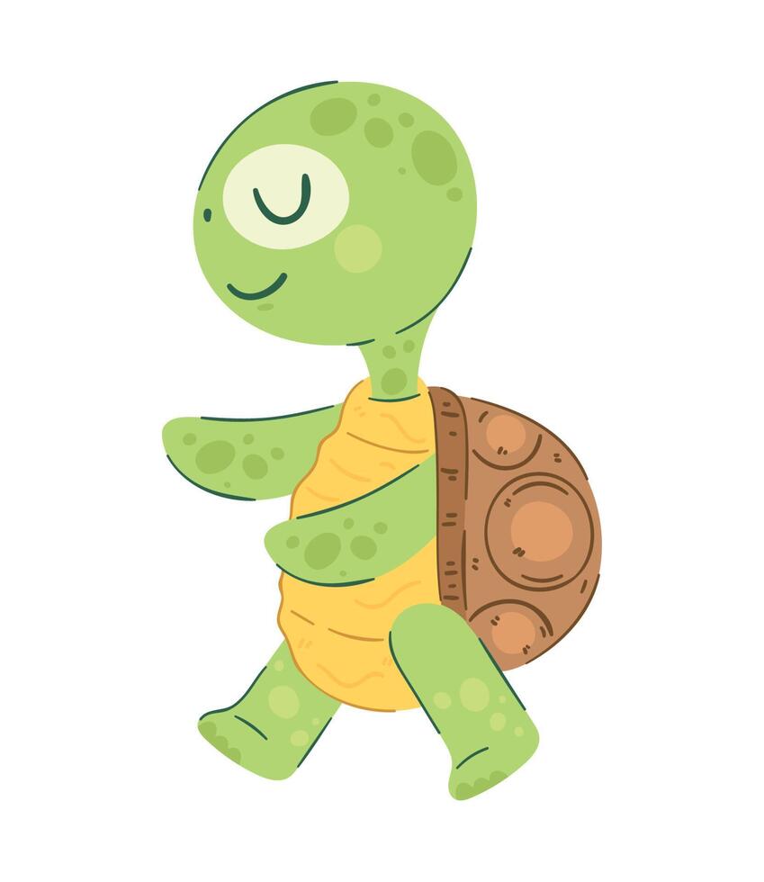 Happy turtle standing design over white vector
