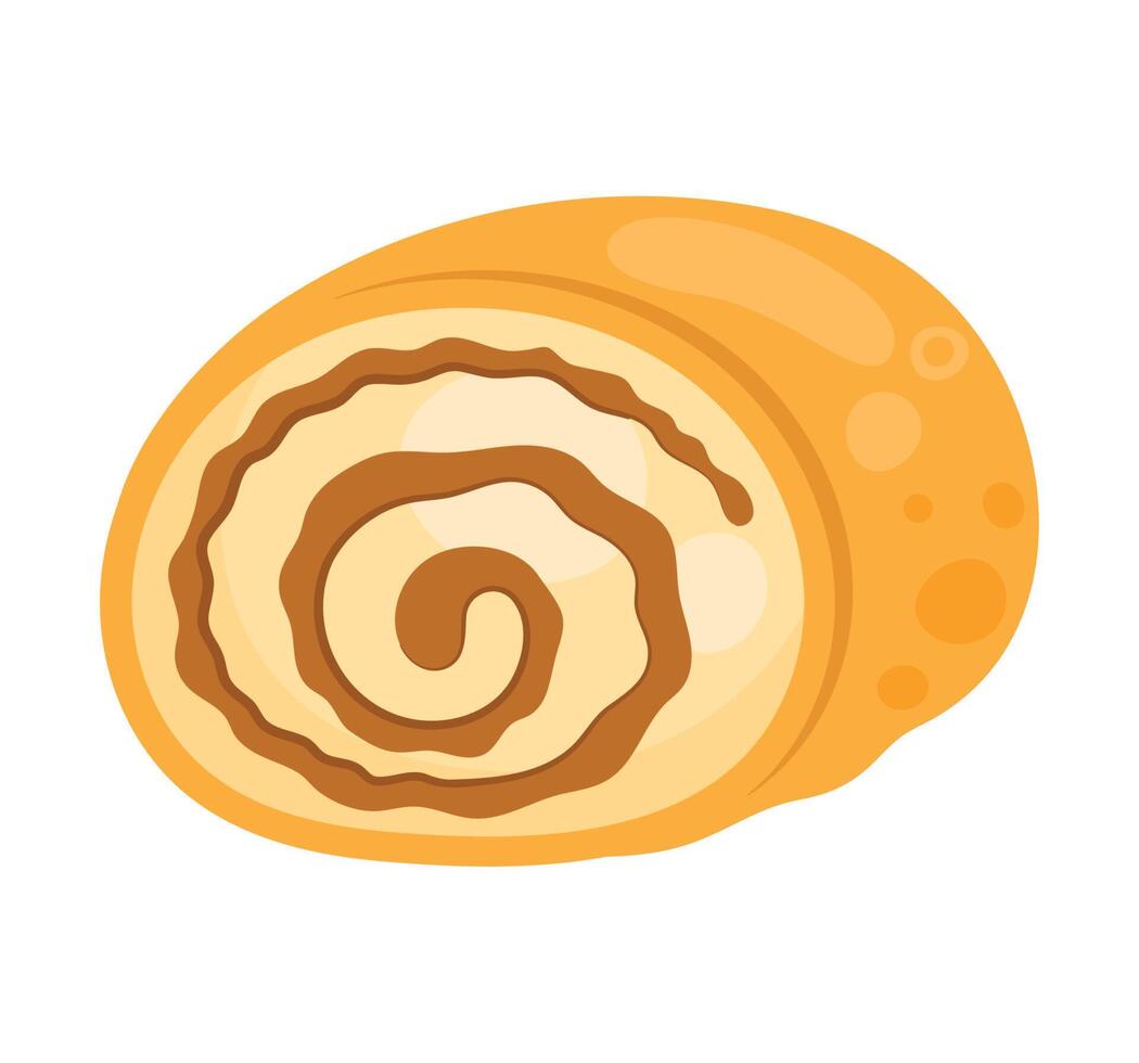 spiral cinnamon roll over white vector
