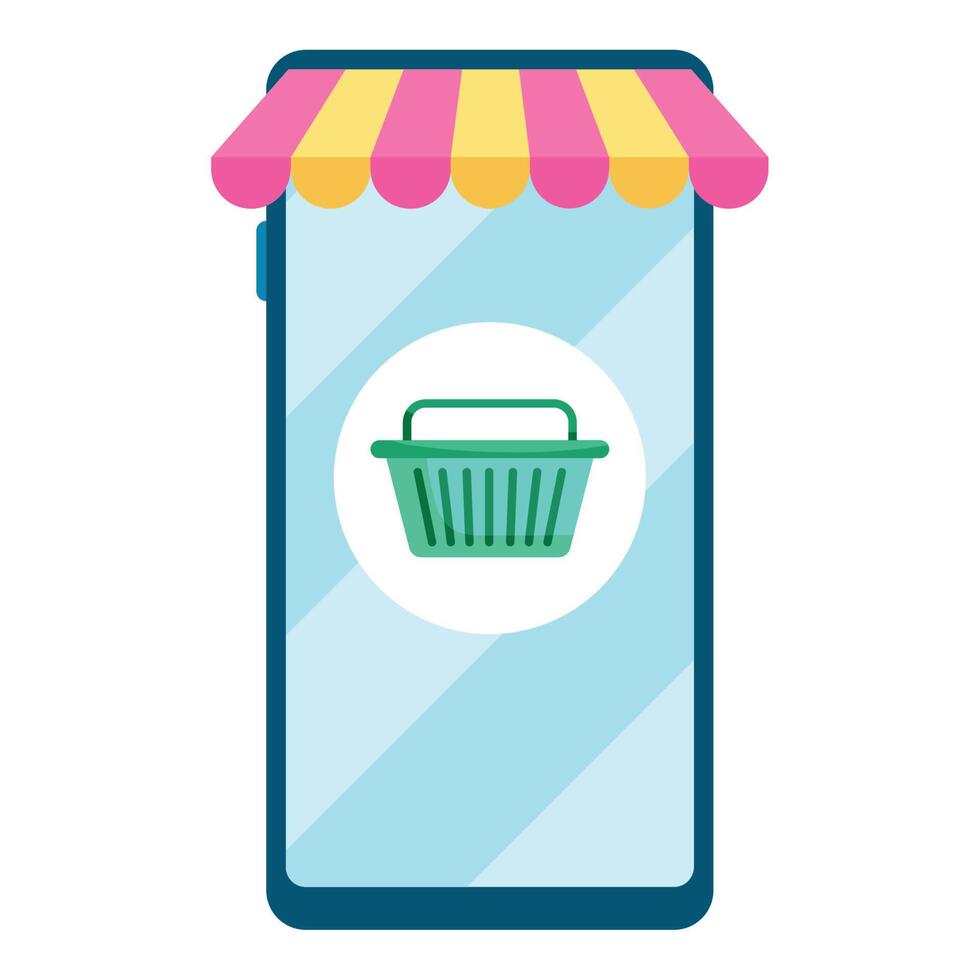 smartphone with store online icon vector