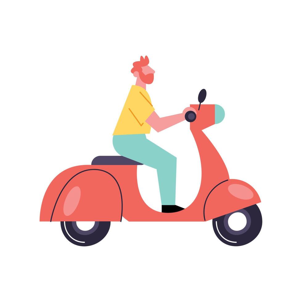 Man riding motor scooters for fun adventure isolated vector