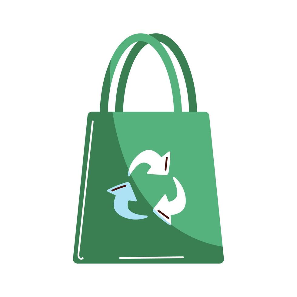 green ecology bag with recycle arrows vector