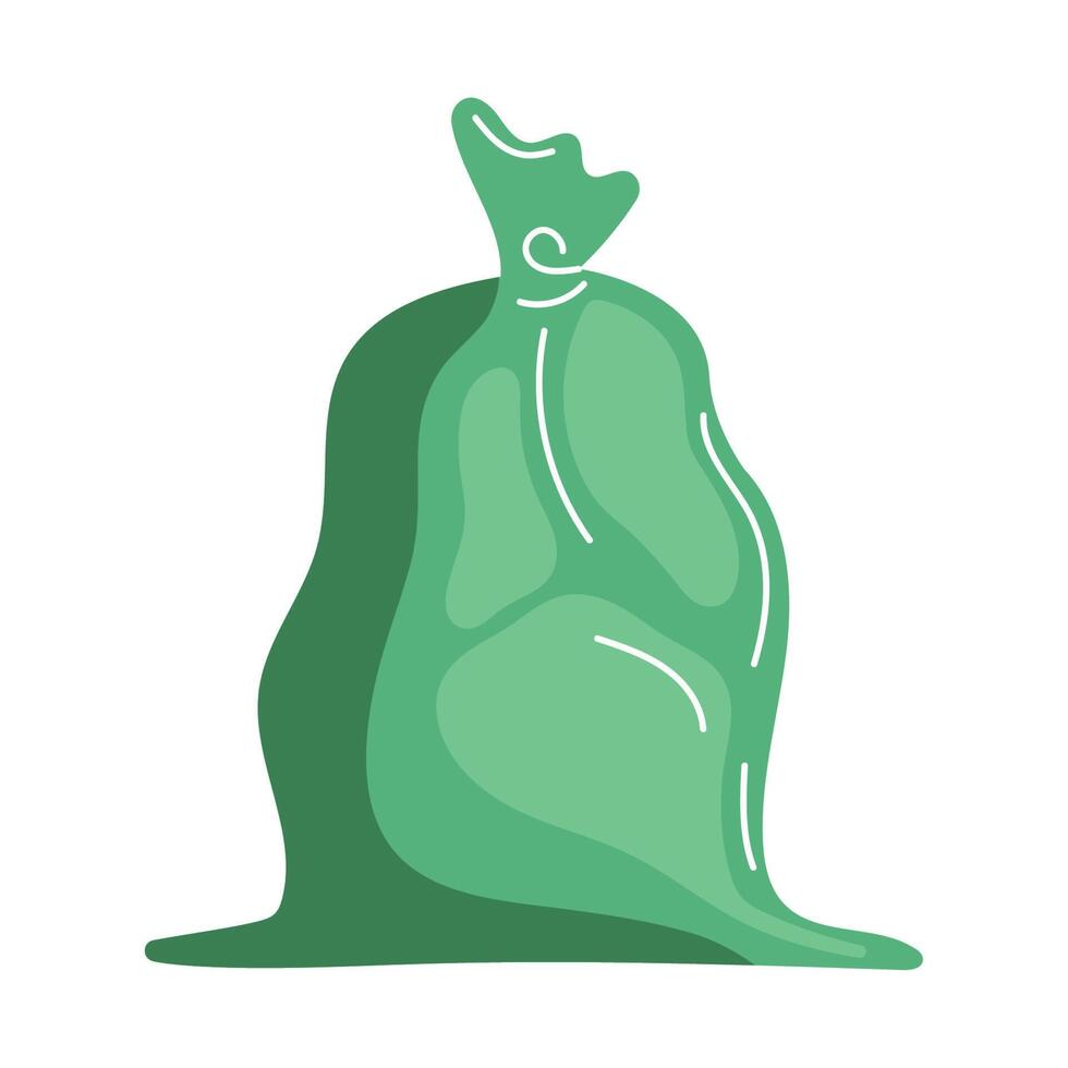 green eco garbage bag icon vector