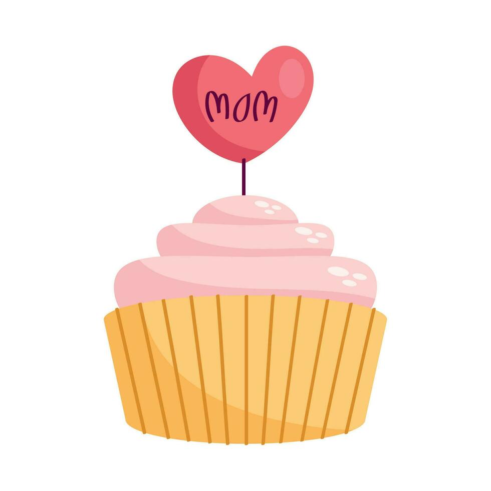 heart love in cupcake icon vector