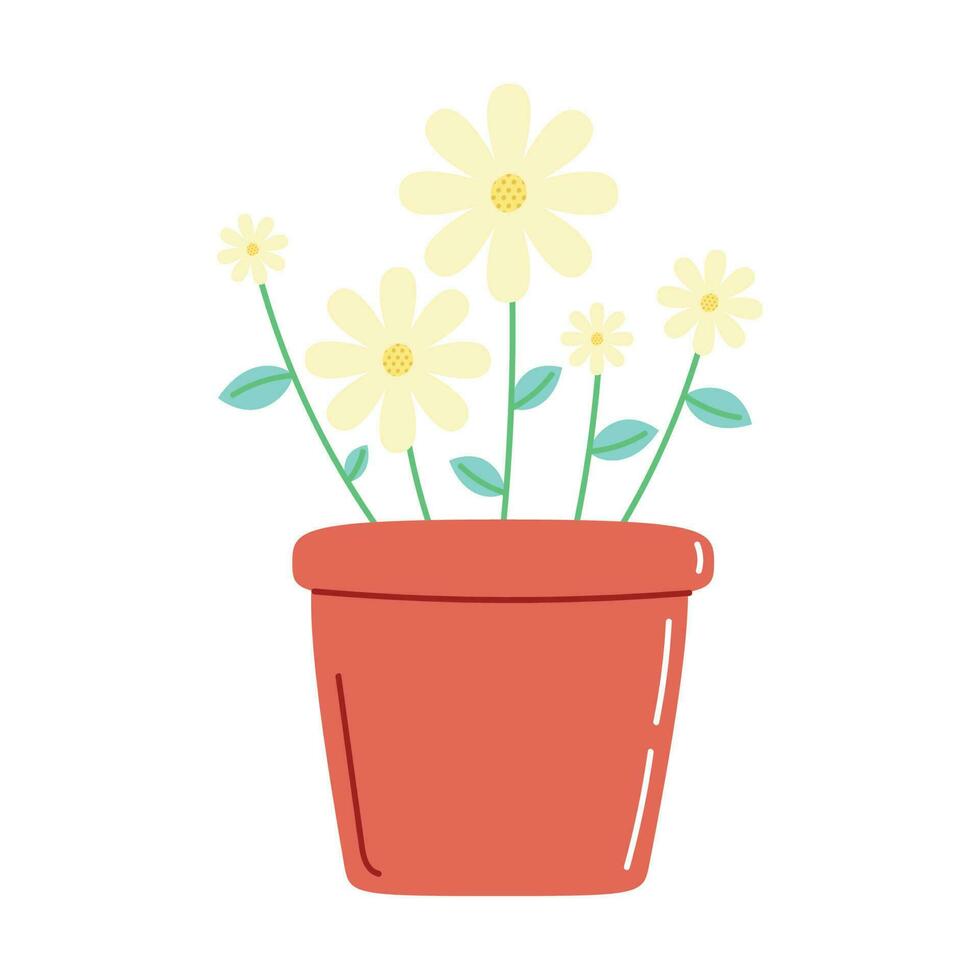 houseplant with flowers in pot vector