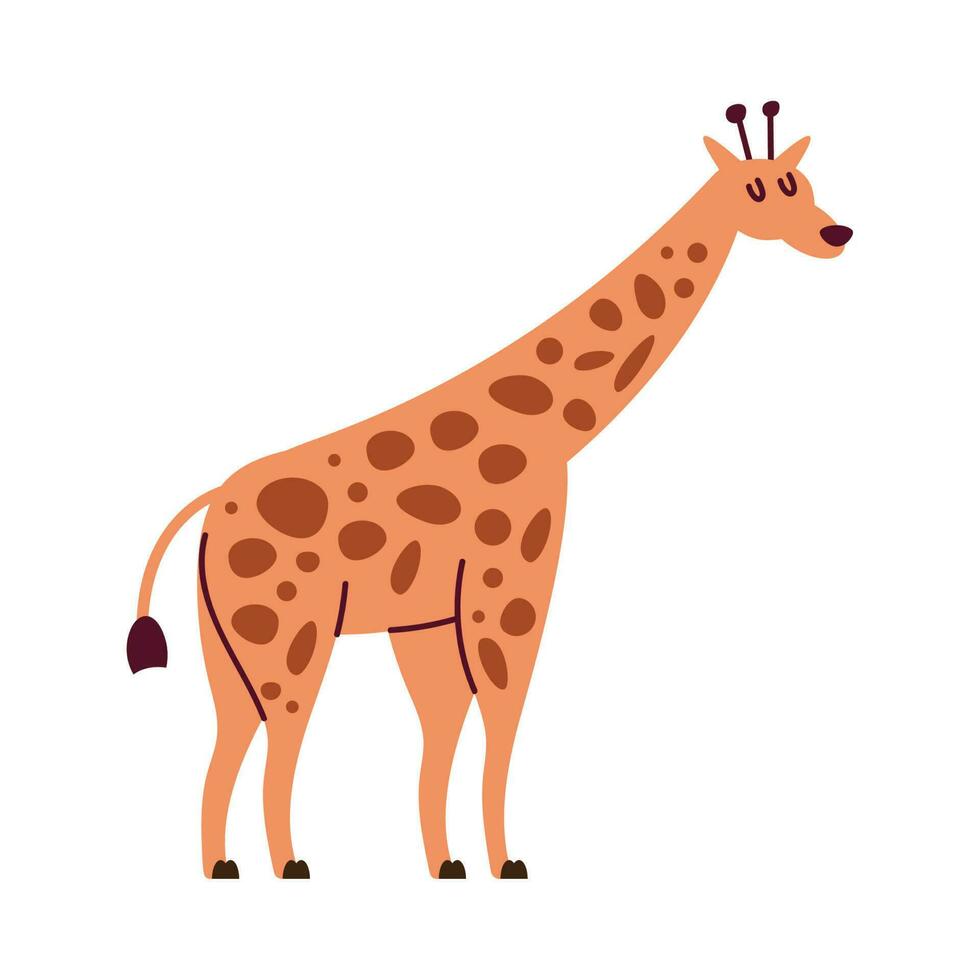 linda jirafa salvaje animal personaje vector