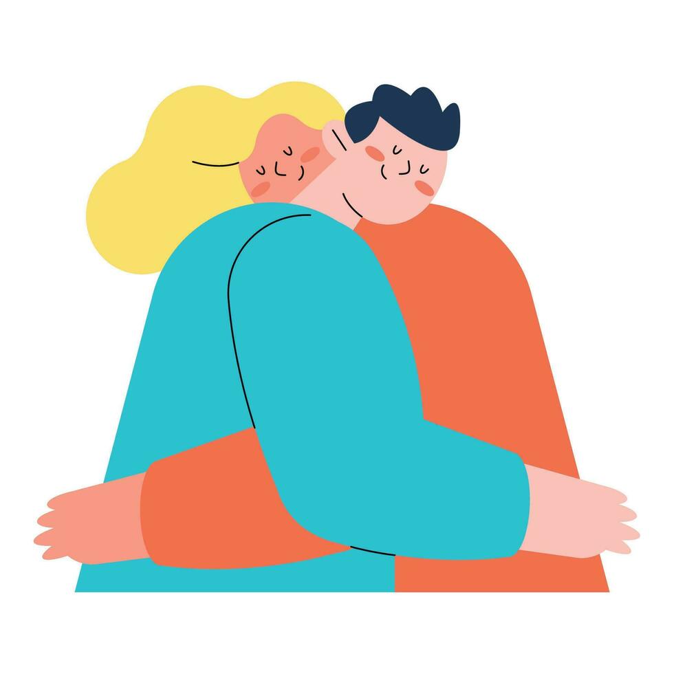 couple in a brotherly hug characters vector