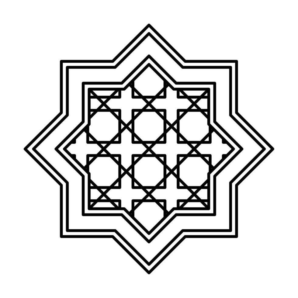 star arabic frame line style vector