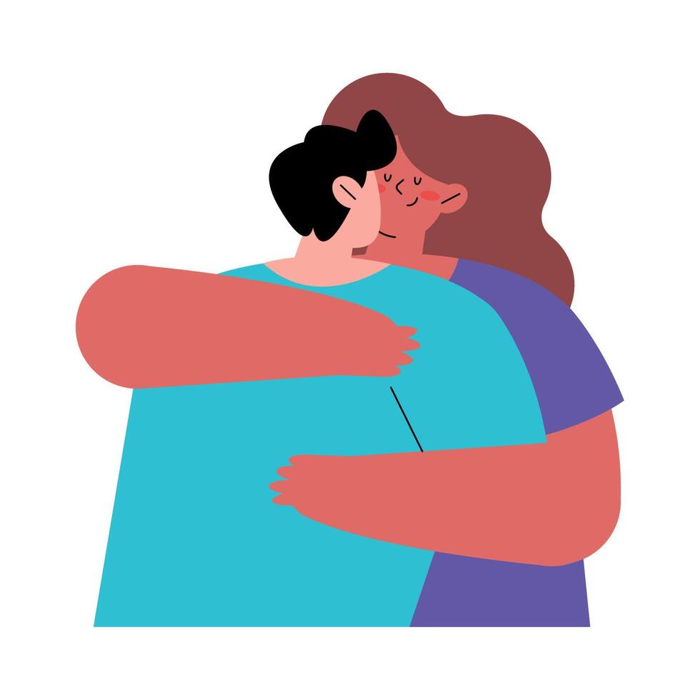 couple kissing and hugging characters vector