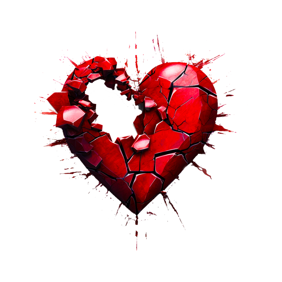 Broken red heart png