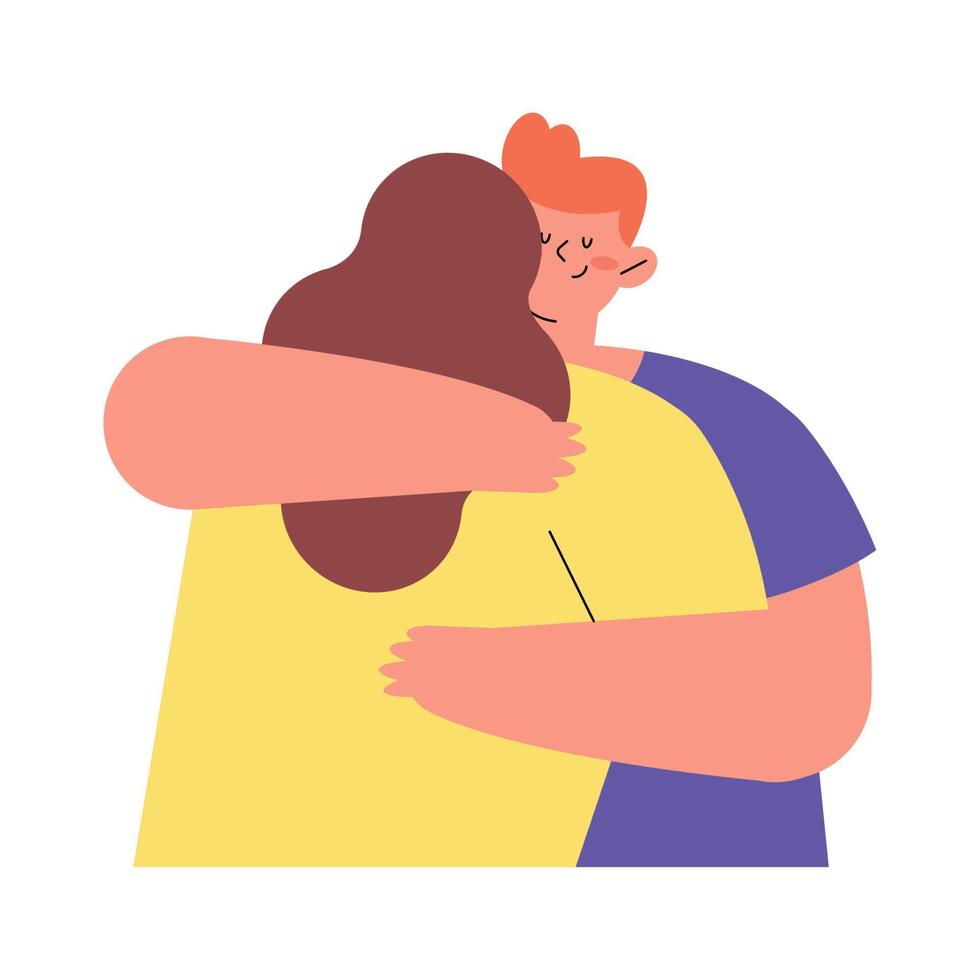 lovers couple in a brotherly hug characters vector