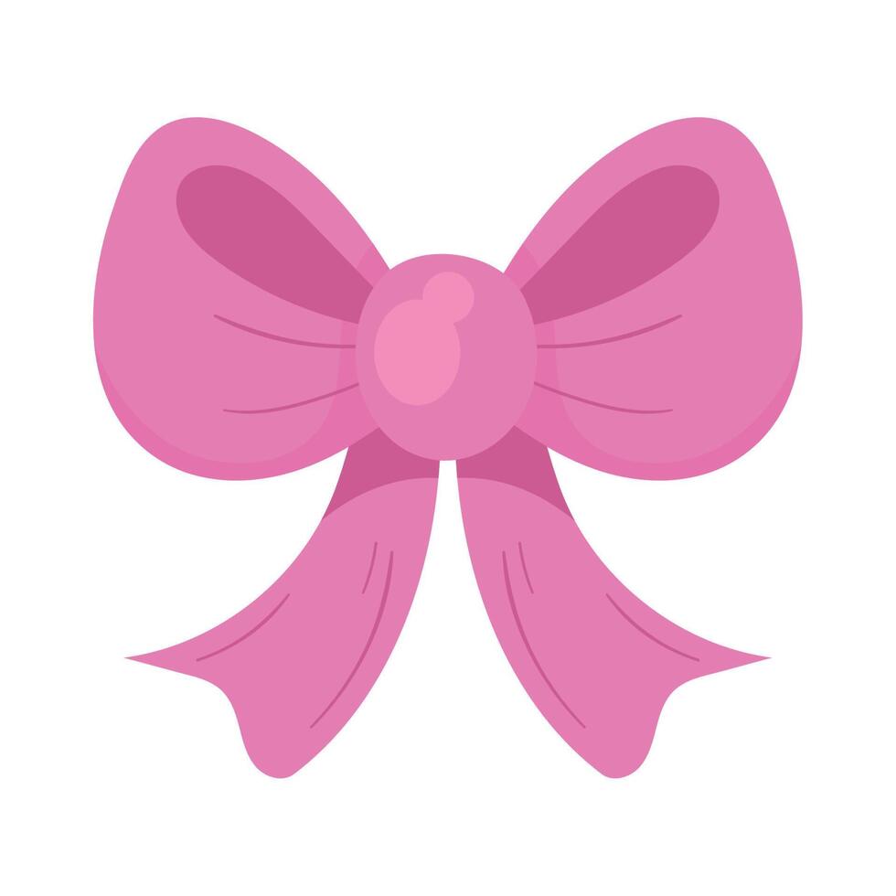 pink ribbon bow decorative icon vector