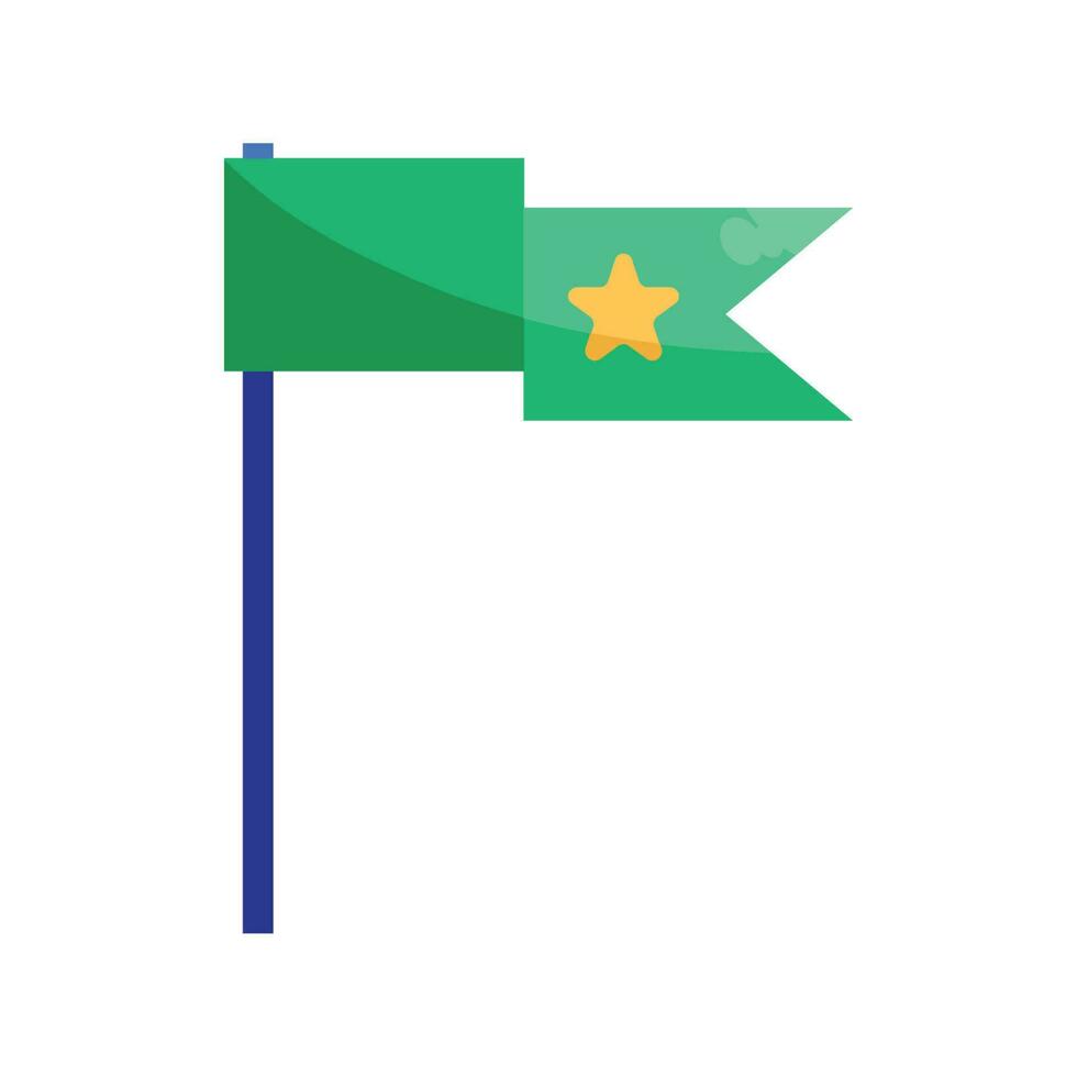 green success flag with star icon vector