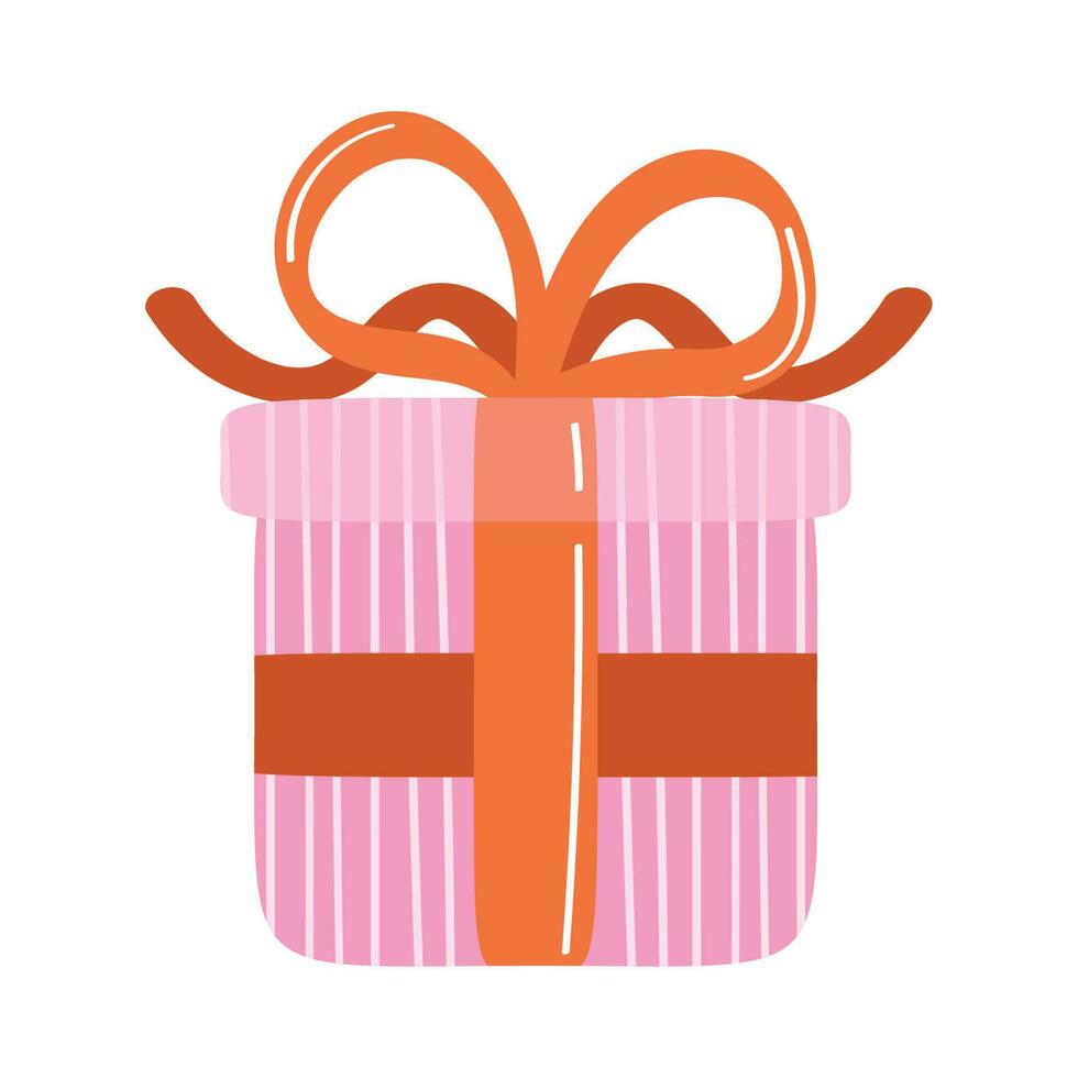 pink gift box present icon vector