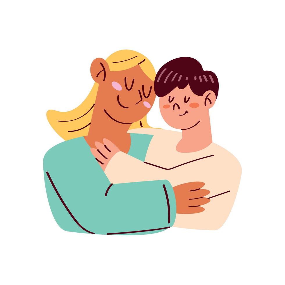 blond mother and son characters vector