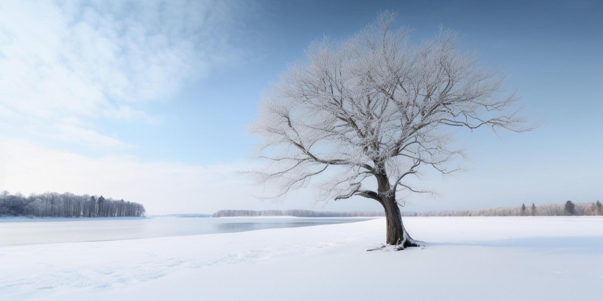 winter landscape with snowy path photo