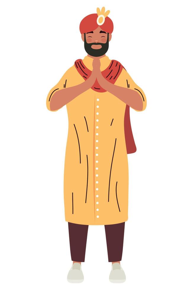 indian man with turban character vector