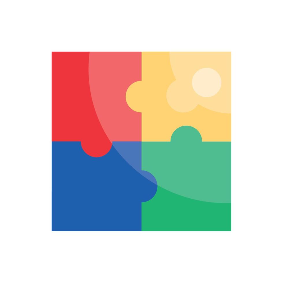 four puzzle game pieces icon vector