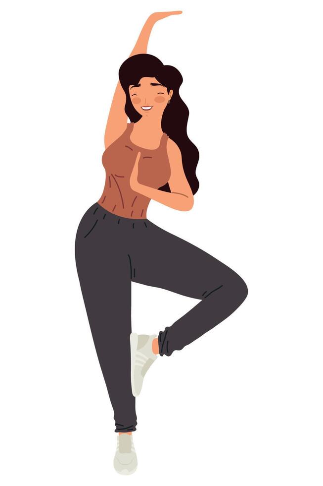 beauty woman practicing yoga character vector