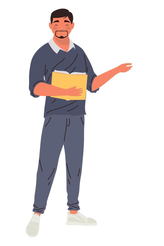 male teacher with book character vector