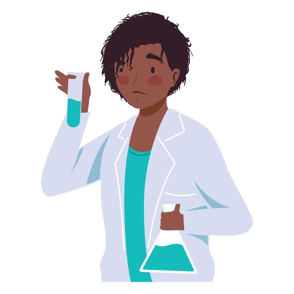 afro female laboratory worker character vector