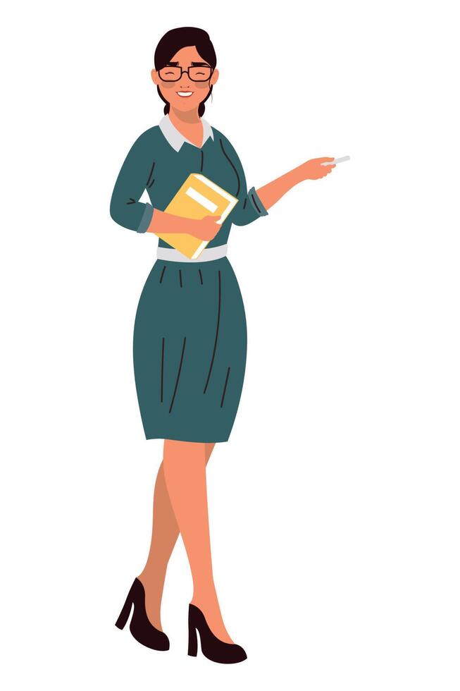 female teacher with book character vector