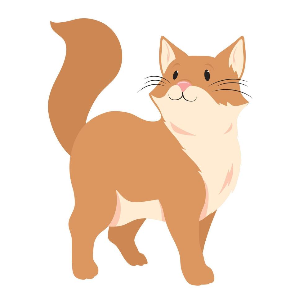 linda pequeño gato caminando personaje vector