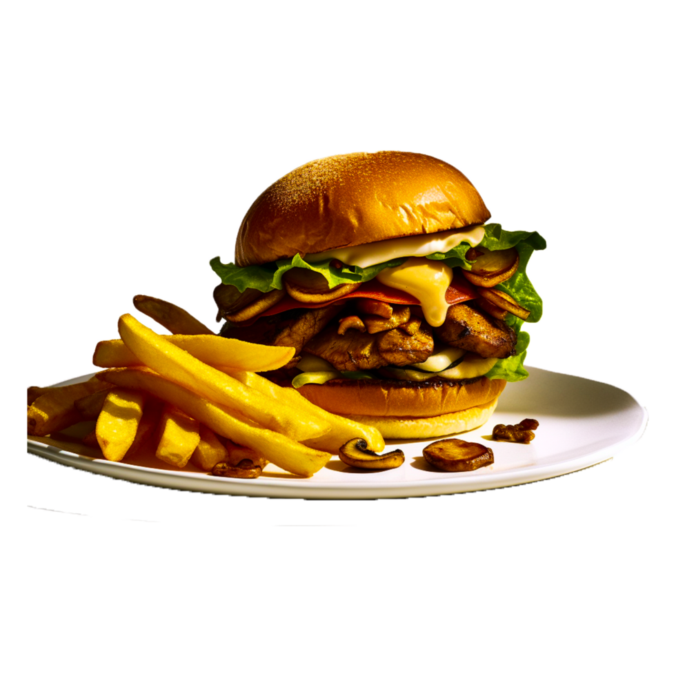 Burger und Fritten ai generiert png