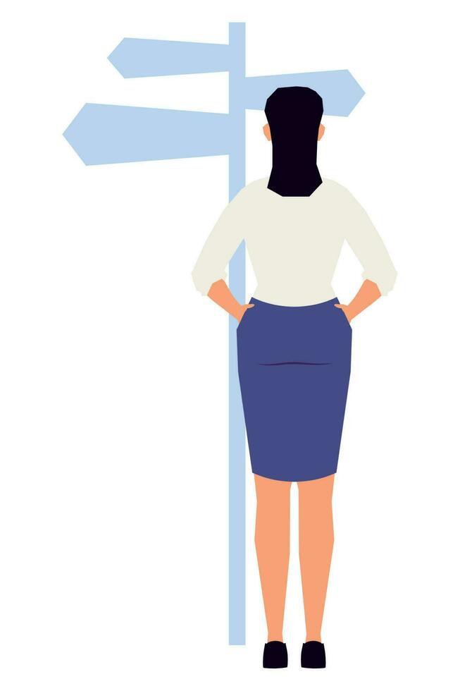 businesswoman with arrows directions character vector