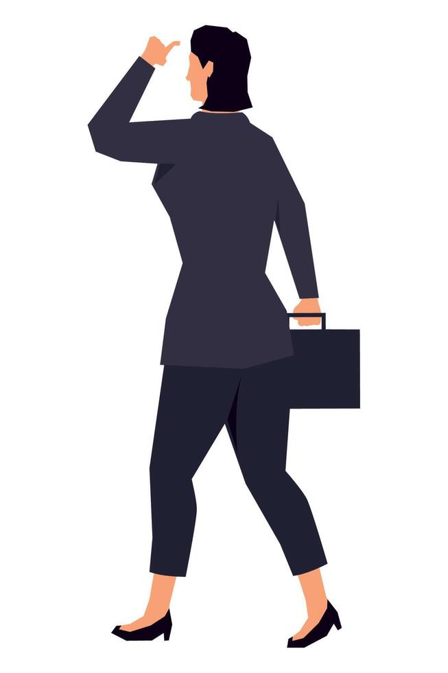 elegant businesswoman with portfolio character vector