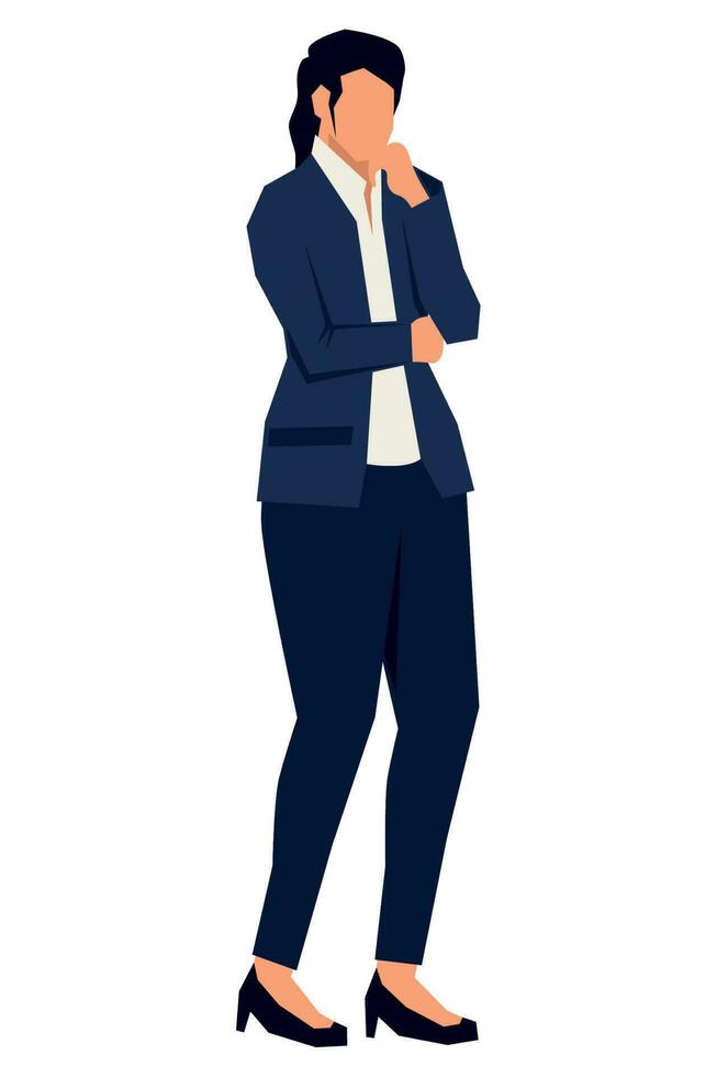 elegant businesswoman thinking position character vector