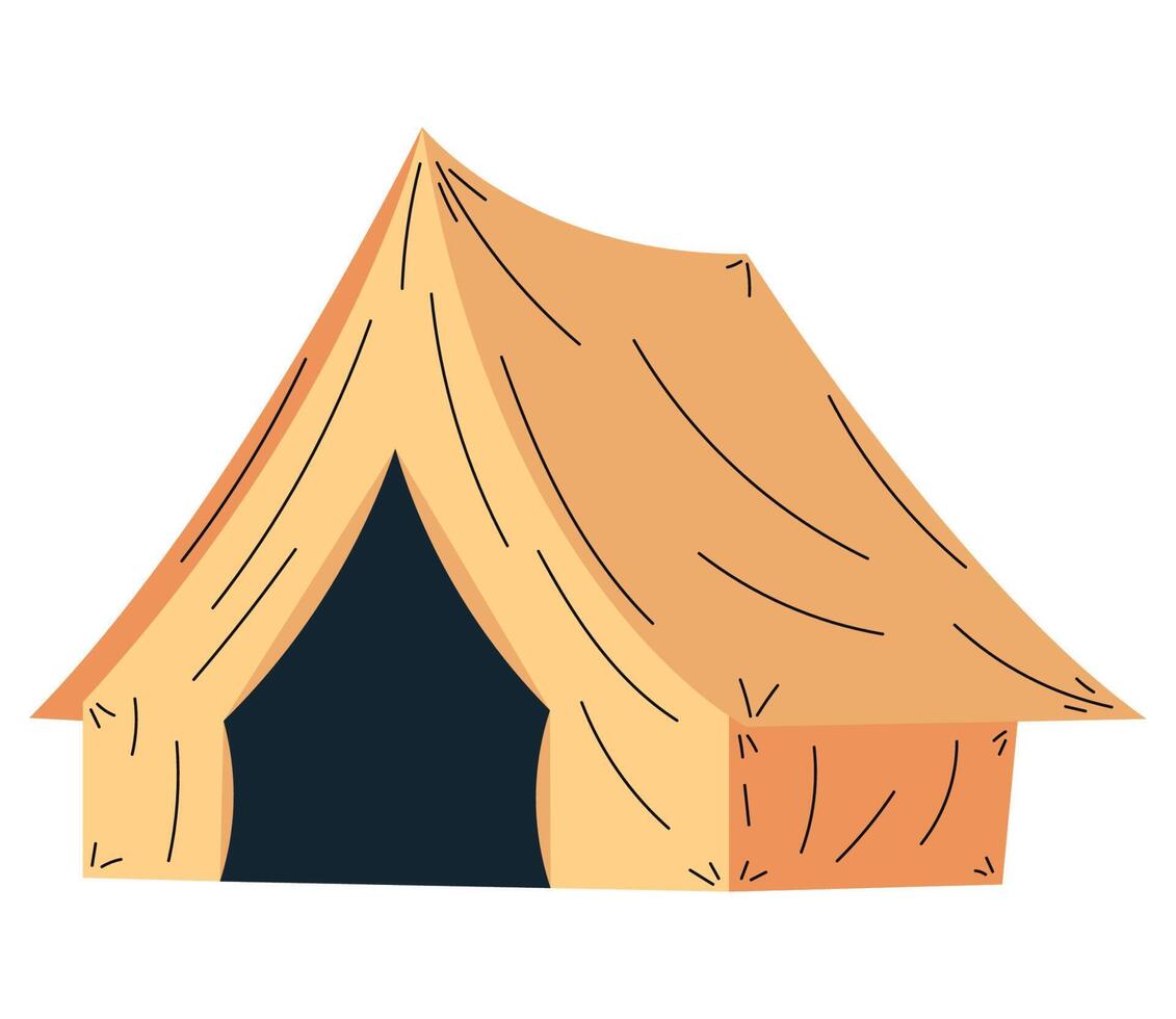 yellow camping tent isolated icon vector